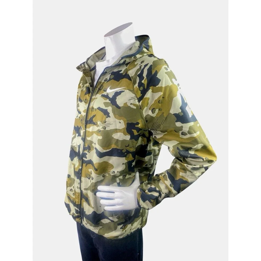 Nike Mens Dri-FIT Lightweight Camo Running Jacket Hooded Zip Up Size Large L